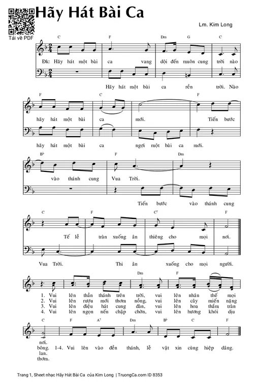 Sheet nhạc PDF bài Hãy Hát Bài Ca 