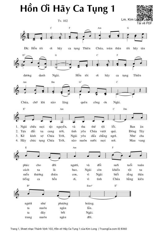 Thánh Vịnh 102, Hồn ơi! Hãy Ca Tụng 1