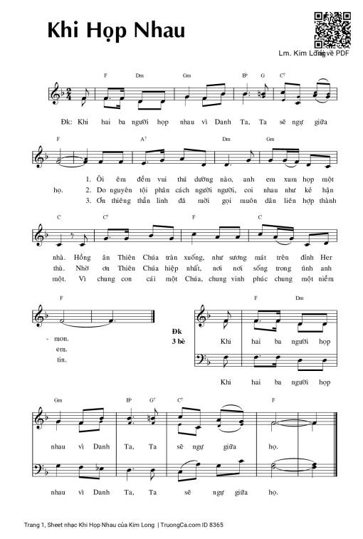 Sheet nhạc PDF bài Khi Họp Nhau - Kim Long
