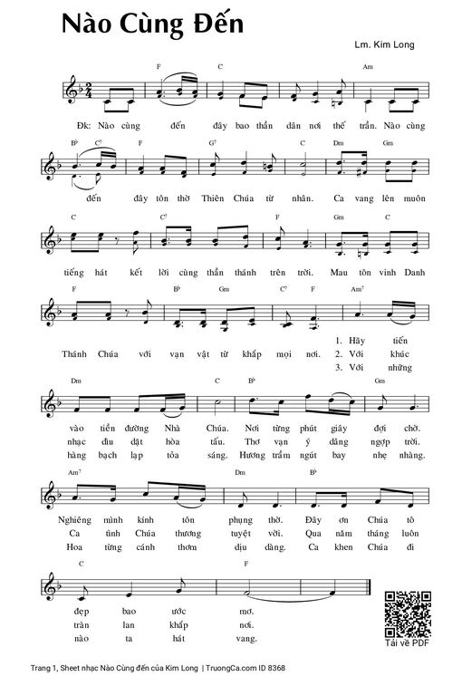 Sheet nhạc PDF bài Nào Cùng đến