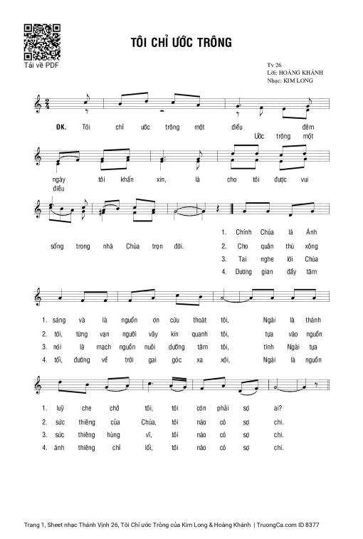 Thánh Vịnh 26, Tôi Chỉ ước Trông