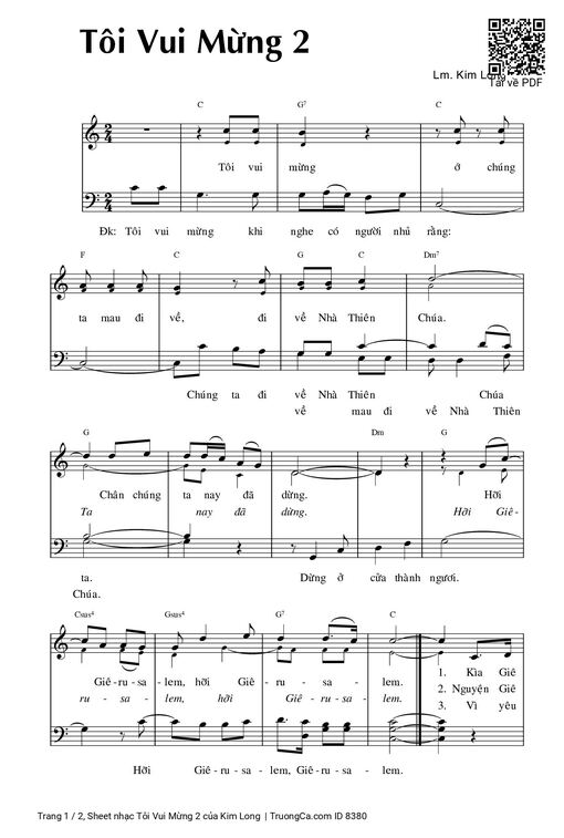 Sheet nhạc PDF bài Tôi Vui Mừng 2