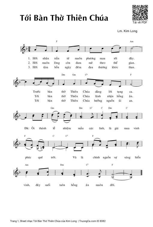 Sheet nhạc PDF bài Tới Bàn Thờ Thiên Chúa