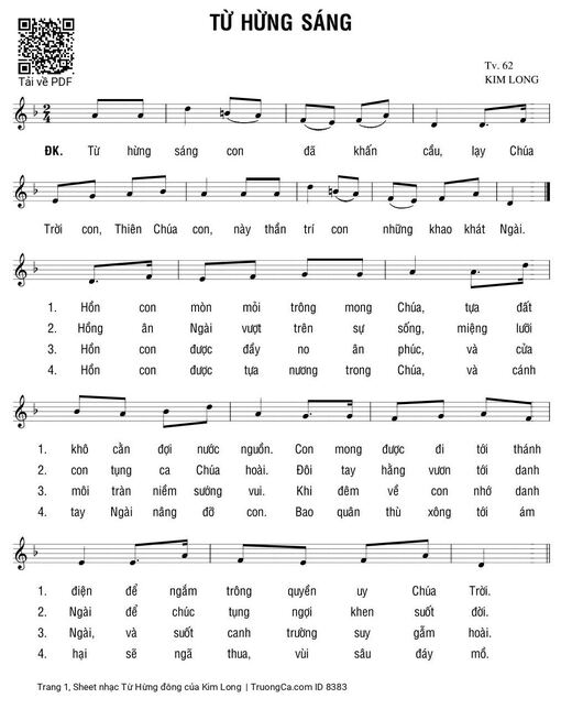 Sheet nhạc PDF bài Từ Hừng đông