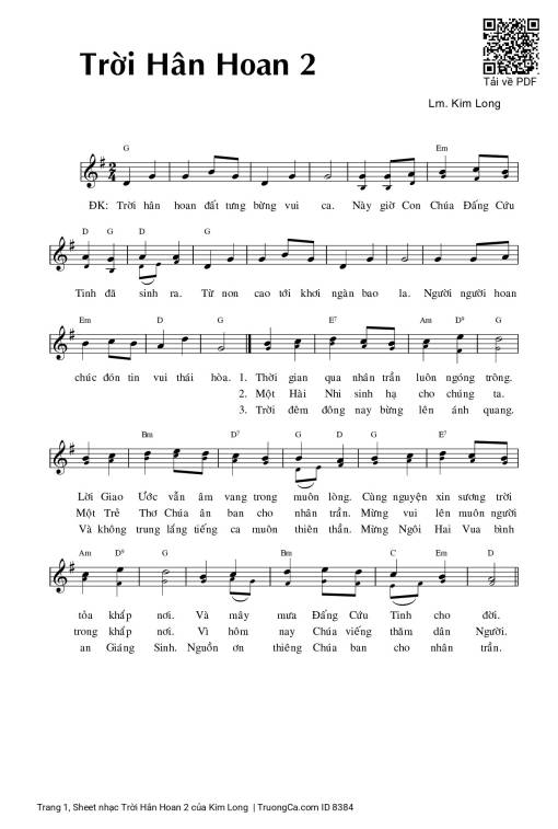 Sheet nhạc PDF bài Trời Hân Hoan 2