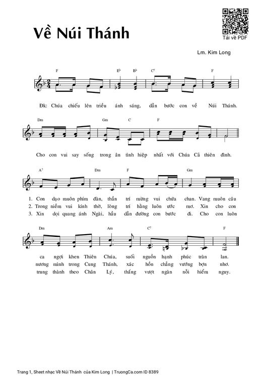 Sheet nhạc PDF bài Về Núi Thánh 