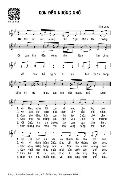 Sheet nhạc PDF bài Con đến Nương Nhờ