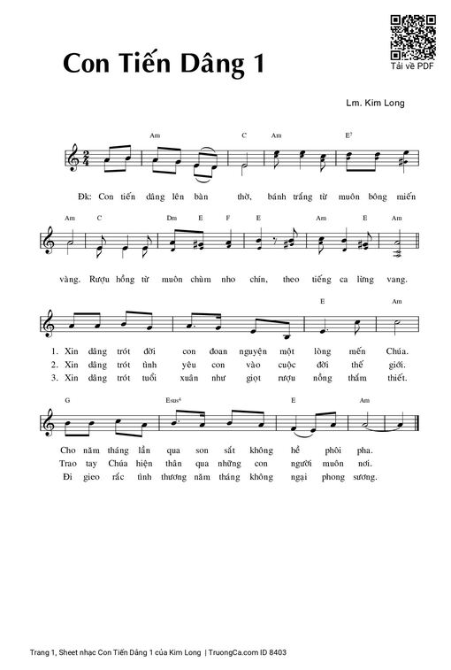 Sheet nhạc PDF bài Con Tiến Dâng 1