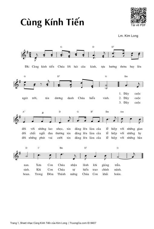 Sheet nhạc PDF bài Cùng Kính Tiến