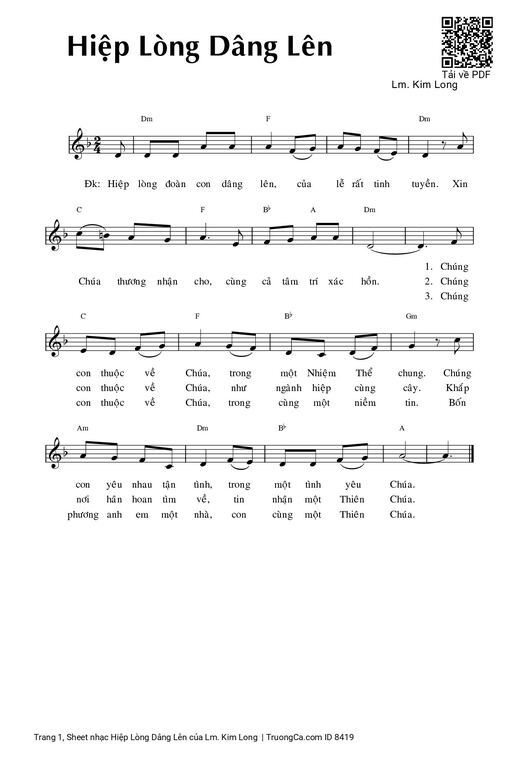 Sheet nhạc PDF bài Hiệp Lòng Dâng Lên