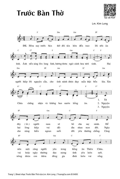 Sheet nhạc PDF bài Trước Bàn Thờ
