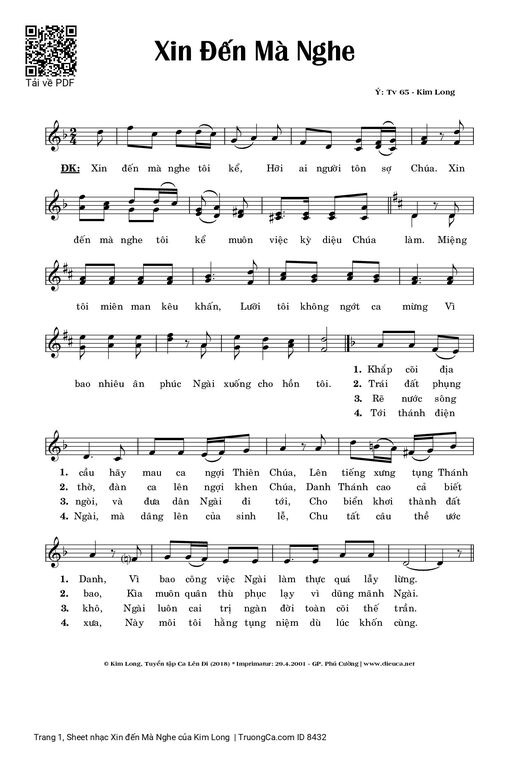 Sheet nhạc PDF bài Xin đến Mà Nghe