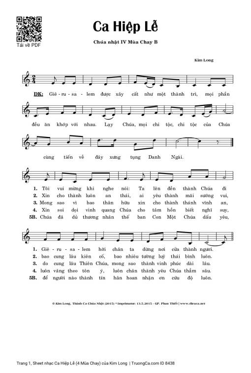 Sheet nhạc PDF bài Ca Hiệp Lễ (4 Mùa Chay)