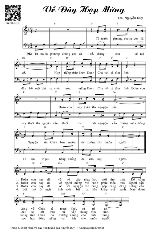 Sheet nhạc PDF bài Về đây Họp Mừng