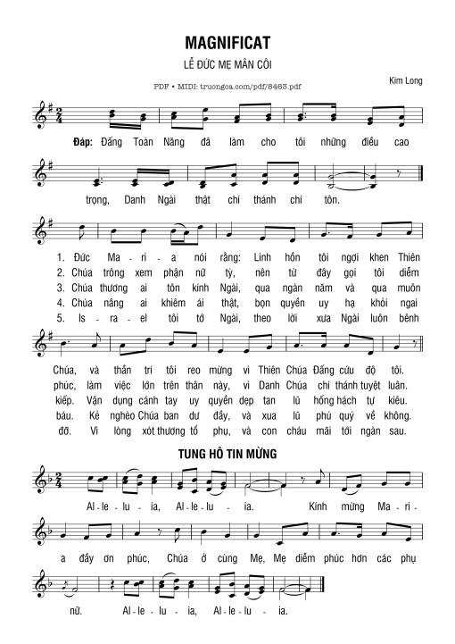 Sheet nhạc PDF bài Lễ đức Mẹ Mân Côi