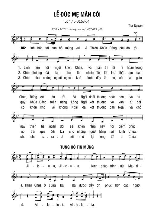 Sheet nhạc PDF bài Lễ đức Mẹ Mân Côi