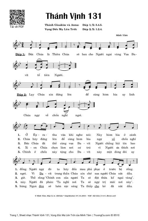 Thánh Vịnh 131, Vọng đức Mẹ Lên Trời