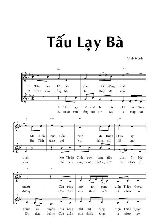 Tấu Lạy Bà - Vinh Hạnh