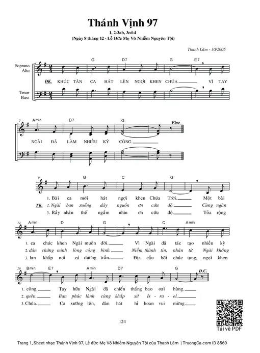 Thánh Vịnh 97, Lễ đức Mẹ Vô Nhiễm Nguyên Tội