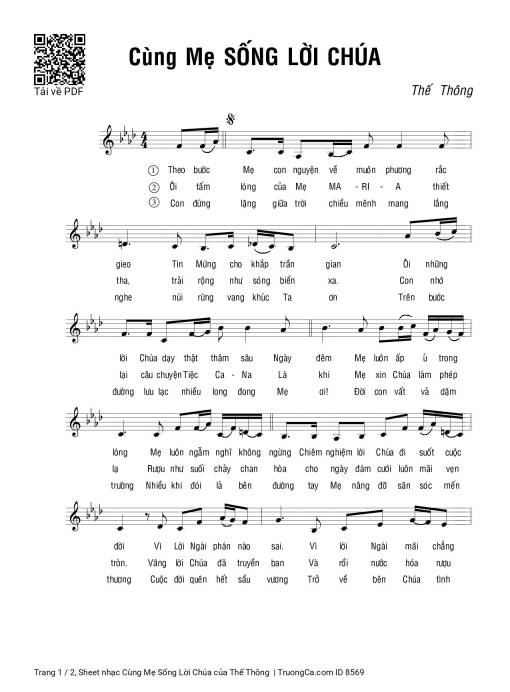 Sheet nhạc PDF bài Cùng Mẹ Sống Lời Chúa