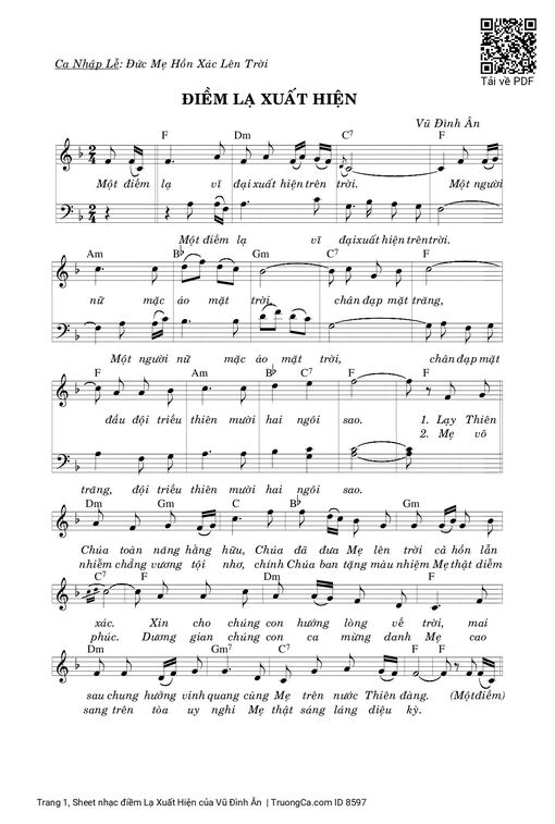 Sheet nhạc PDF bài điềm Lạ Xuất Hiện