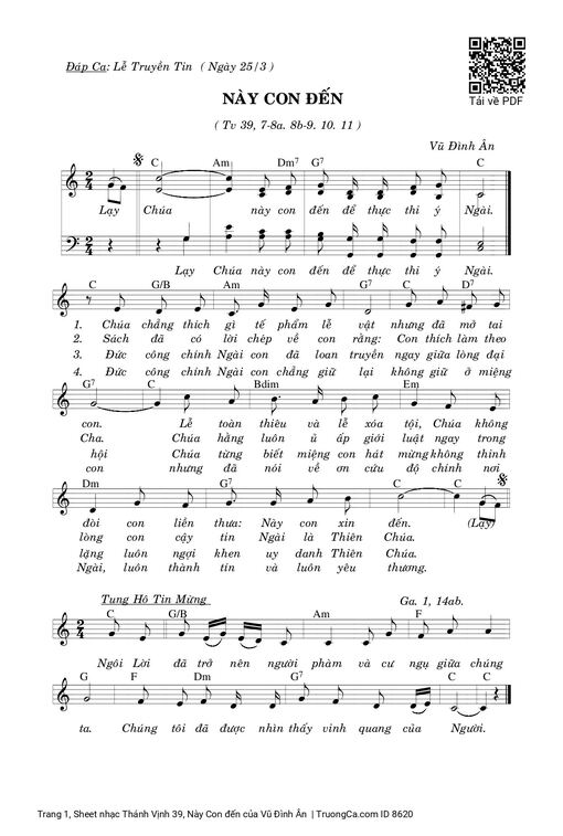 Thánh Vịnh 39, Này Con đến