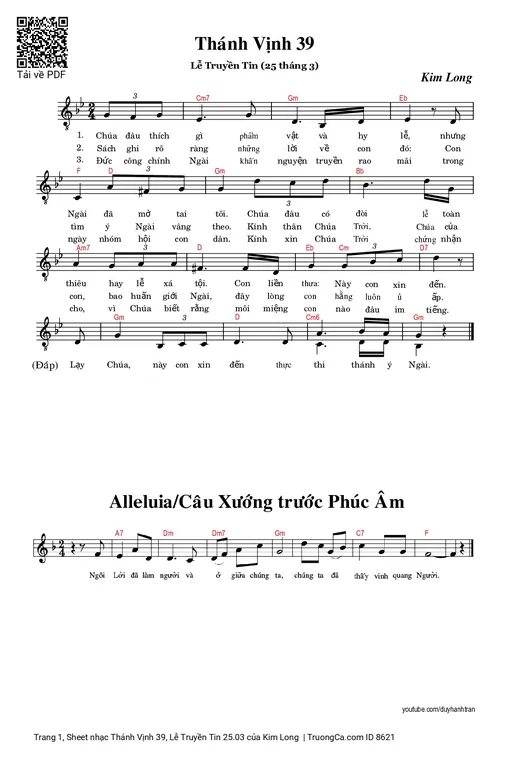 Thánh Vịnh 39, Lễ Truyền Tin 25.03