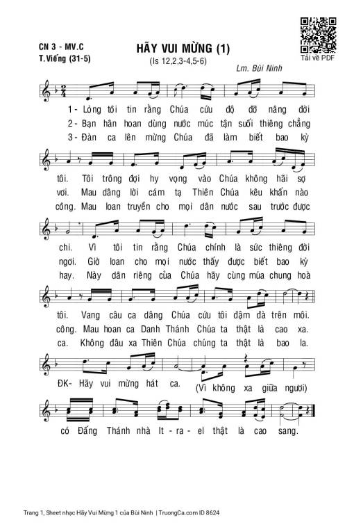 Sheet nhạc PDF bài Hãy Vui Mừng 1