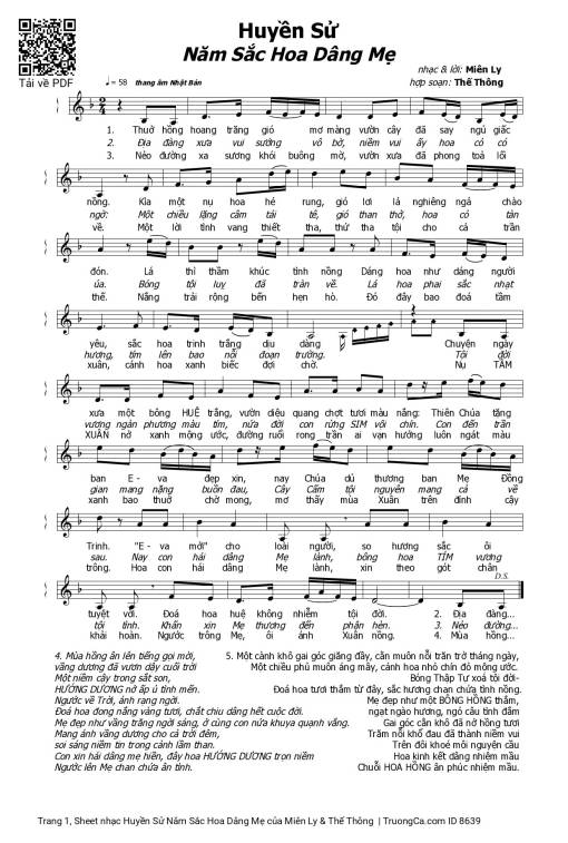 Huyền Sử Năm Sắc Hoa Dâng Mẹ