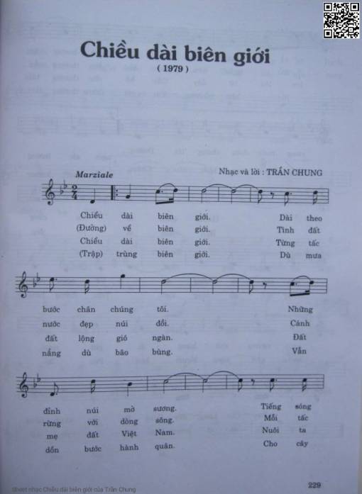 Sheet nhạc PDF bài Chiều dài biên giới