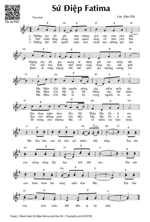 Sheet nhạc PDF bài Sứ điệp Fatima