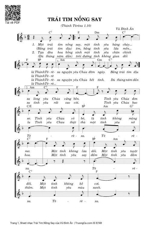 Sheet nhạc PDF bài Trái Tim Nồng Say