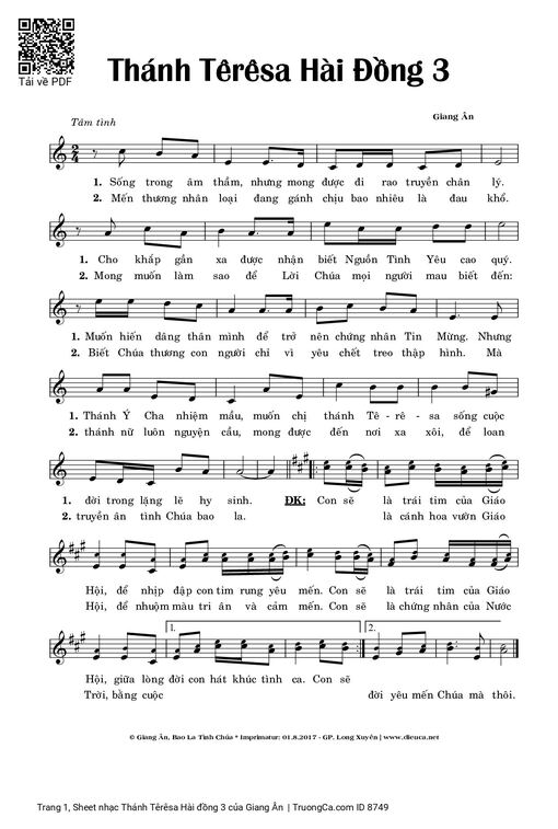 Sheet nhạc PDF bài Thánh Têrêsa Hài đồng 3