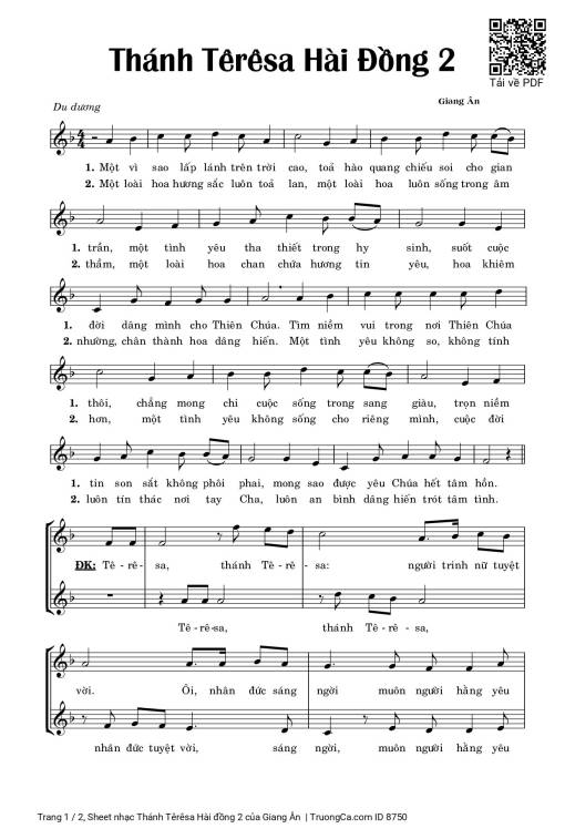 Sheet nhạc PDF bài Thánh Têrêsa Hài đồng 2