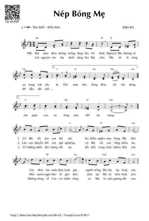 Sheet nhạc PDF bài Nép Bóng Mẹ