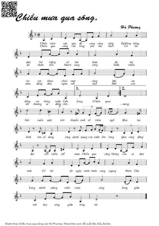 Sheet nhạc PDF bài Chiều mưa qua sông