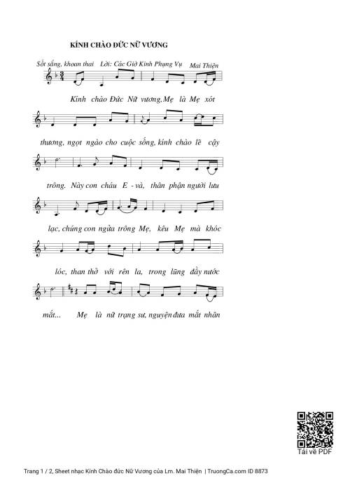 Kính Chào đức Nữ Vương