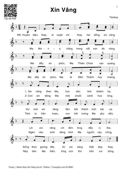 Xin Vâng - Sr. Têrêsa