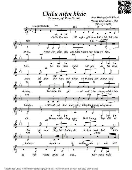 Sheet nhạc PDF bài Chiêu niệm khúc