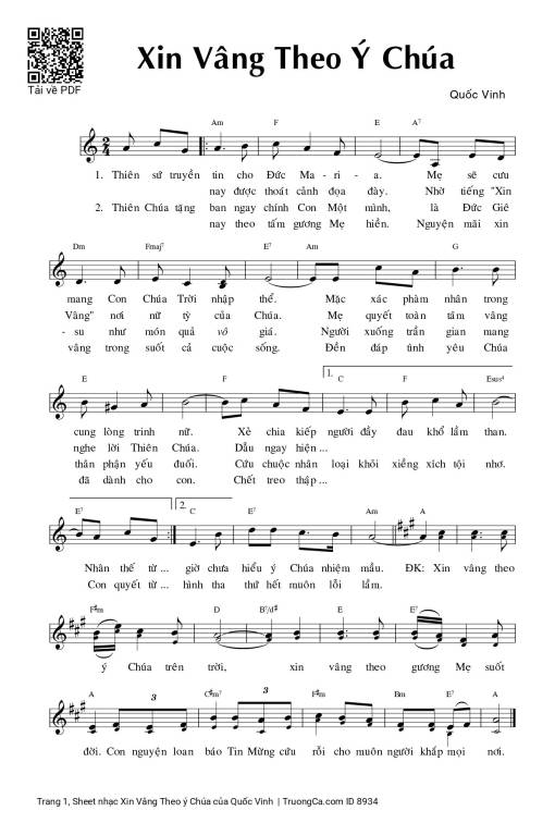 Xin Vâng Theo ý Chúa