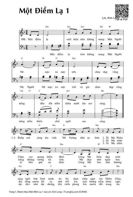 Sheet nhạc PDF bài Một điềm Lạ 1
