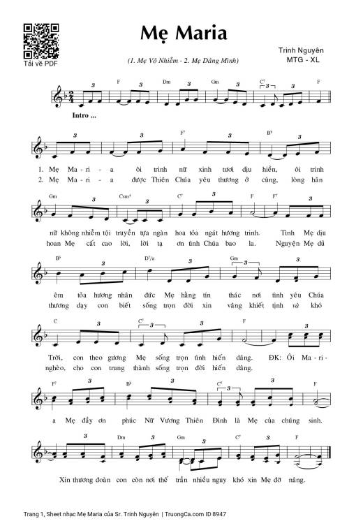 Mẹ Maria - Sr. Trinh Nguyên