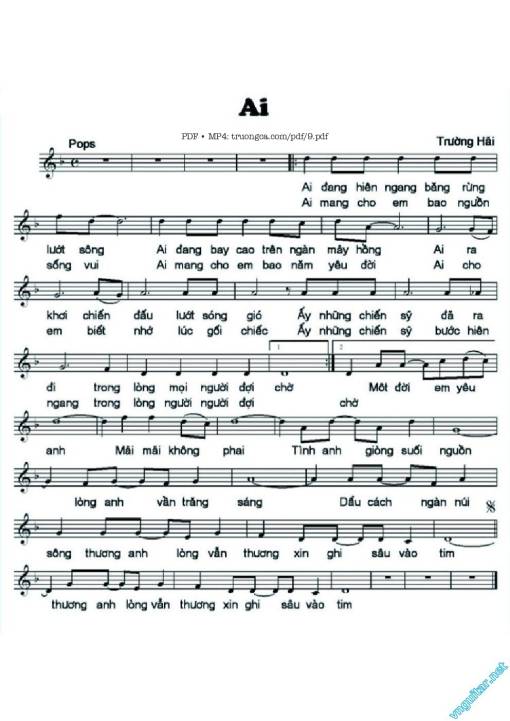 Sheet nhạc PDF bài Ai - Trường Hải