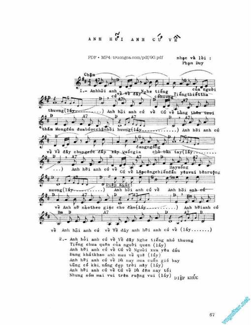 Sheet nhạc PDF bài Anh hỡi anh cứ về