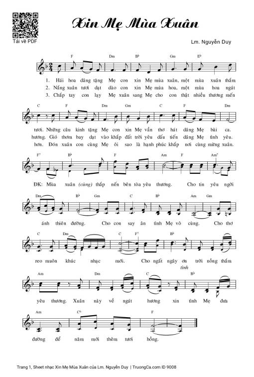 Xin Mẹ Mùa Xuân - Lm. Nguyễn Duy