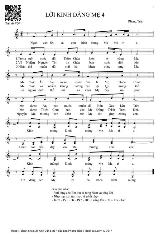 Sheet nhạc PDF bài Lời Kinh Dâng Mẹ 4