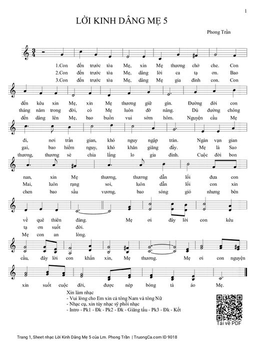 Sheet nhạc PDF bài Lời Kinh Dâng Mẹ 5