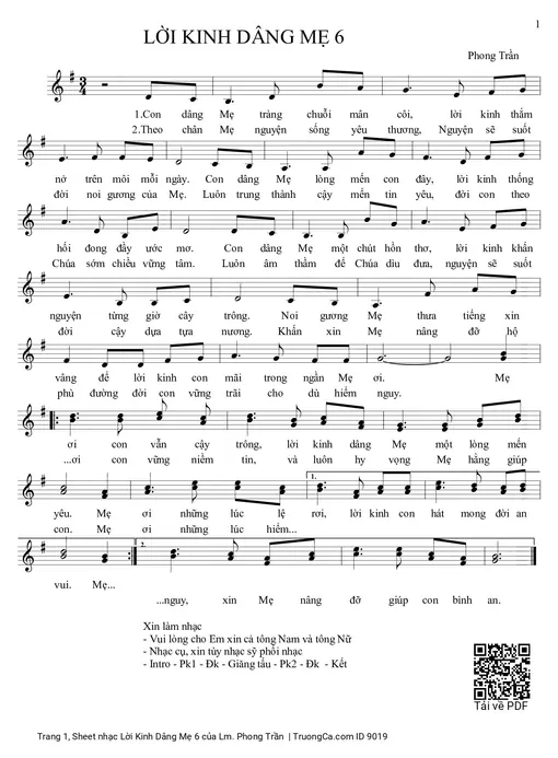 Sheet nhạc PDF bài Lời Kinh Dâng Mẹ 6