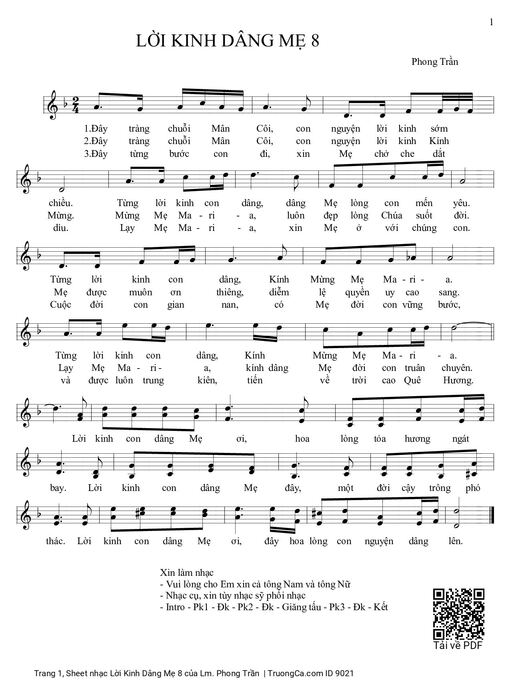 Sheet nhạc PDF bài Lời Kinh Dâng Mẹ 8