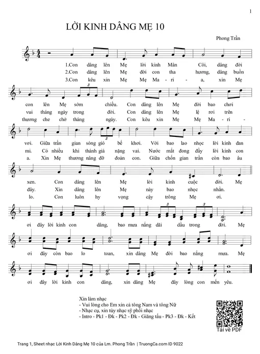 Sheet nhạc PDF bài Lời Kinh Dâng Mẹ 10